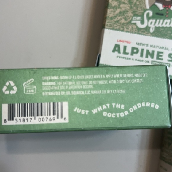 Dr. Squatch Limited Edition Men’s Natural Soap Alpine Sage BNWT 3 Bars - Picture 5 of 6